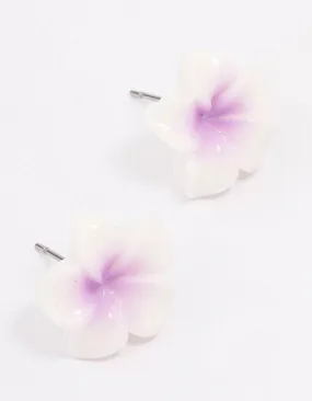 Purple Frangipani Stud Earrings Industrial Trinket Polished Feature