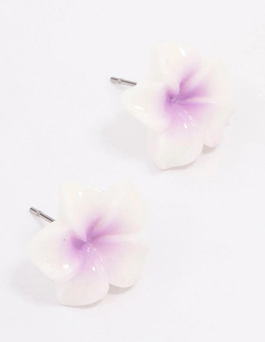 Purple Frangipani Stud Earrings Industrial Trinket Polished Feature