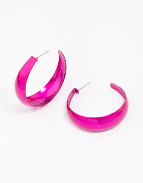 Bohemian Decoration Purple Shiny Chubby Hoop Earrings