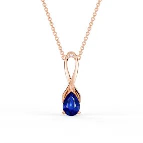 "Blue For Pink" Sapphire Necklace With Ribbon Formal Present