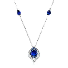 Chic Jewelry "ENDLESS BLUE" 5.41 Ctw. Pear Shaped Sapphire Necklace