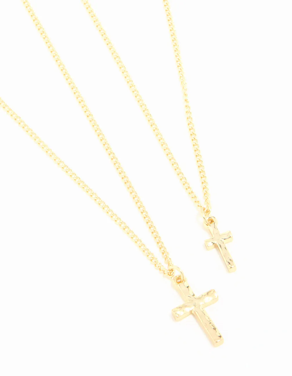 Gold Plated Hammered Cross Necklaces 2-Pack Marvelous Ornament