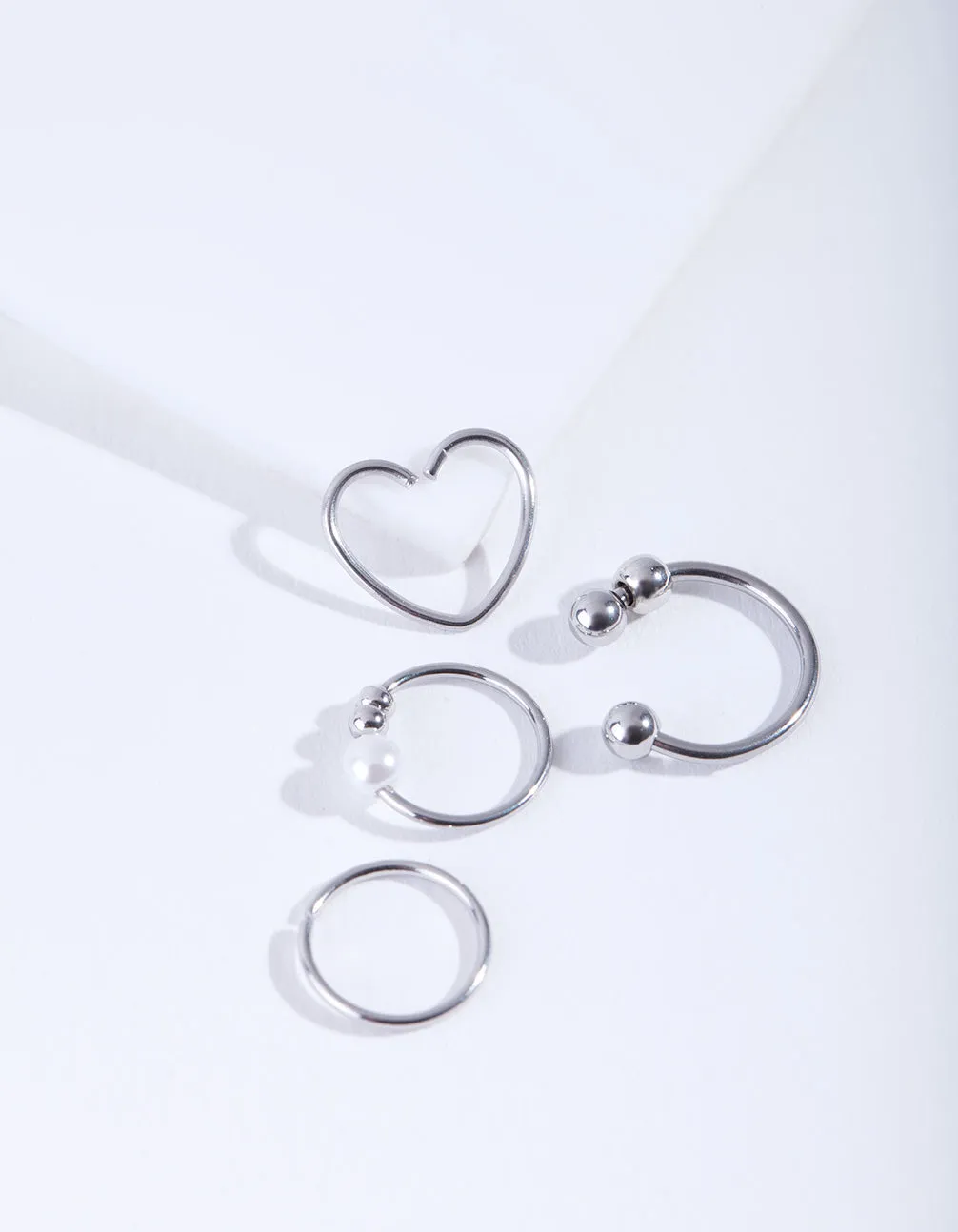 Straight Accessory daily accessory Surgical Steel Cartilage Ring 4-Pack