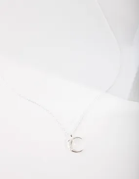 Fashionable Piece Sterling Silver Crescent Moon Necklace