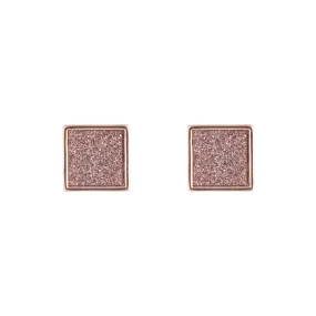 Rose Gold Glitter Inlay Square Earrings Large Accessory