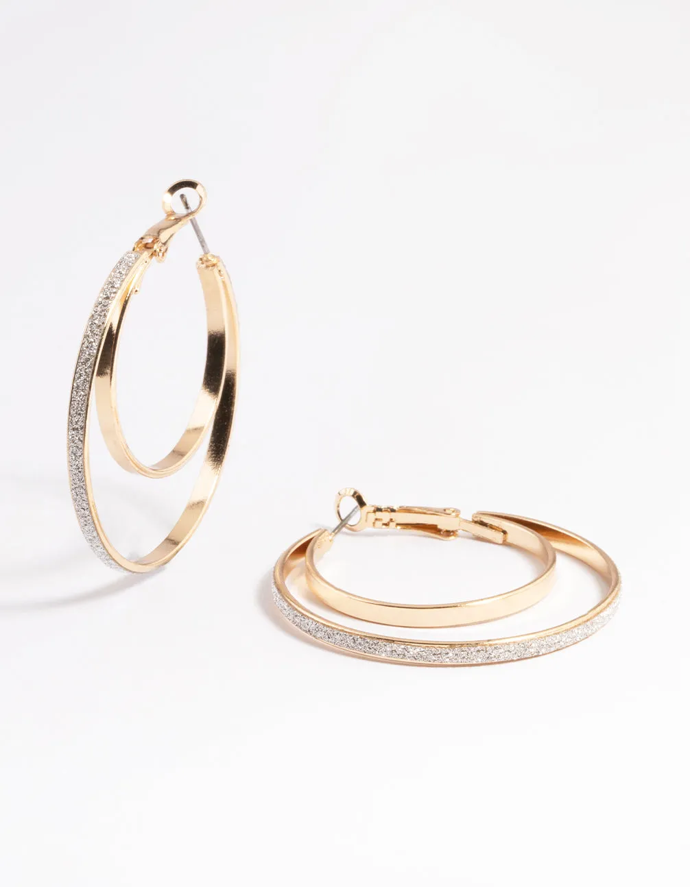 Classic Vibe Festive Trinket Silver Double Glitter Paper Hoop Earrings