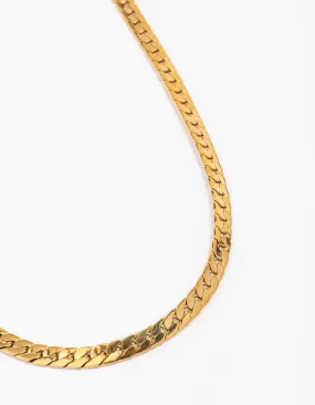 Temporary Adornment Waterproof Gold Plated Stainless Steel Flat Curb Chain Necklace