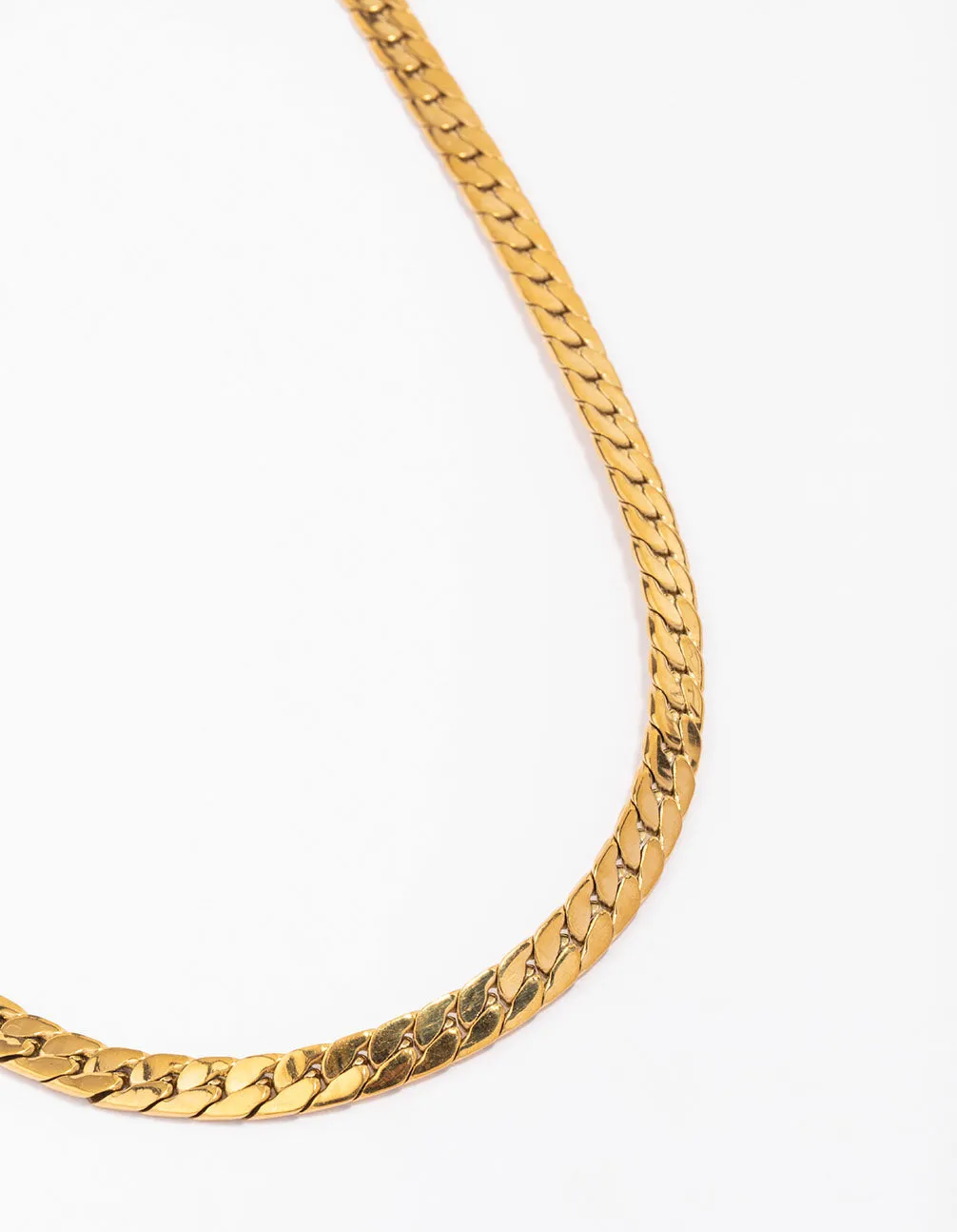 Temporary Adornment Waterproof Gold Plated Stainless Steel Flat Curb Chain Necklace