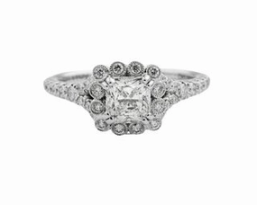 Unique Look Effortless Finish RADIANT CUT DIAMOND RING WITH DIAMONDS THROUGHOUT THE BEZEL AND SPLIT SHANK (1.47cttw)