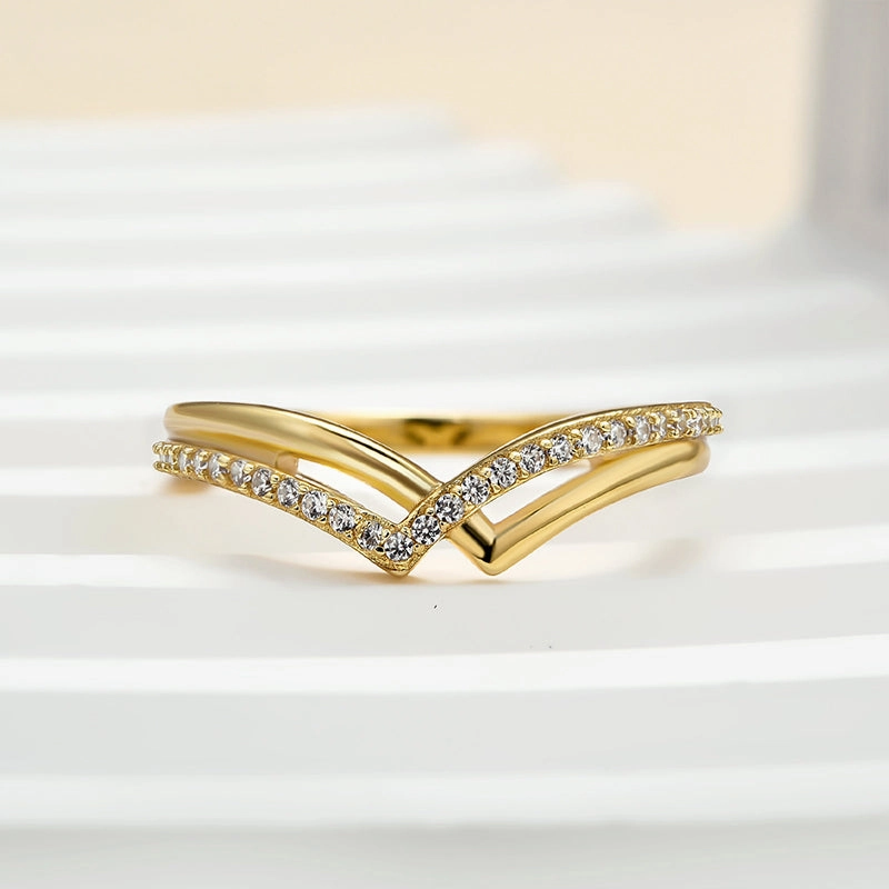 Unique Treasures Louily Unique Yellow Gold Wedding Band For Women In Sterling Silver