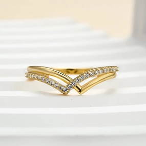 Unique Treasures Louily Unique Yellow Gold Wedding Band For Women In Sterling Silver