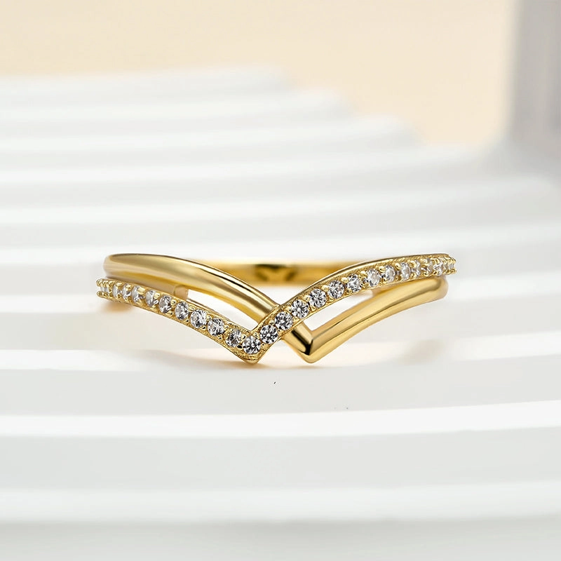 Sophisticated Pieces Louily Unique Yellow Gold Wedding Band For Women In Sterling Silver