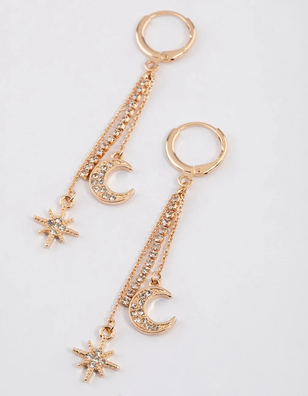 Social Piece Gold Celestial Cup Chain Drop Earrings