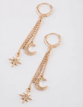Social Piece Gold Celestial Cup Chain Drop Earrings
