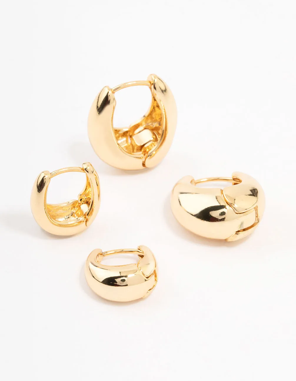 Oval Jewelry Gold Plated Small & Medium Oval Huggie Earrings