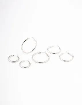 Waterproof Stainless Steel Large Basic Hoop Earrings Pack Casual piece
