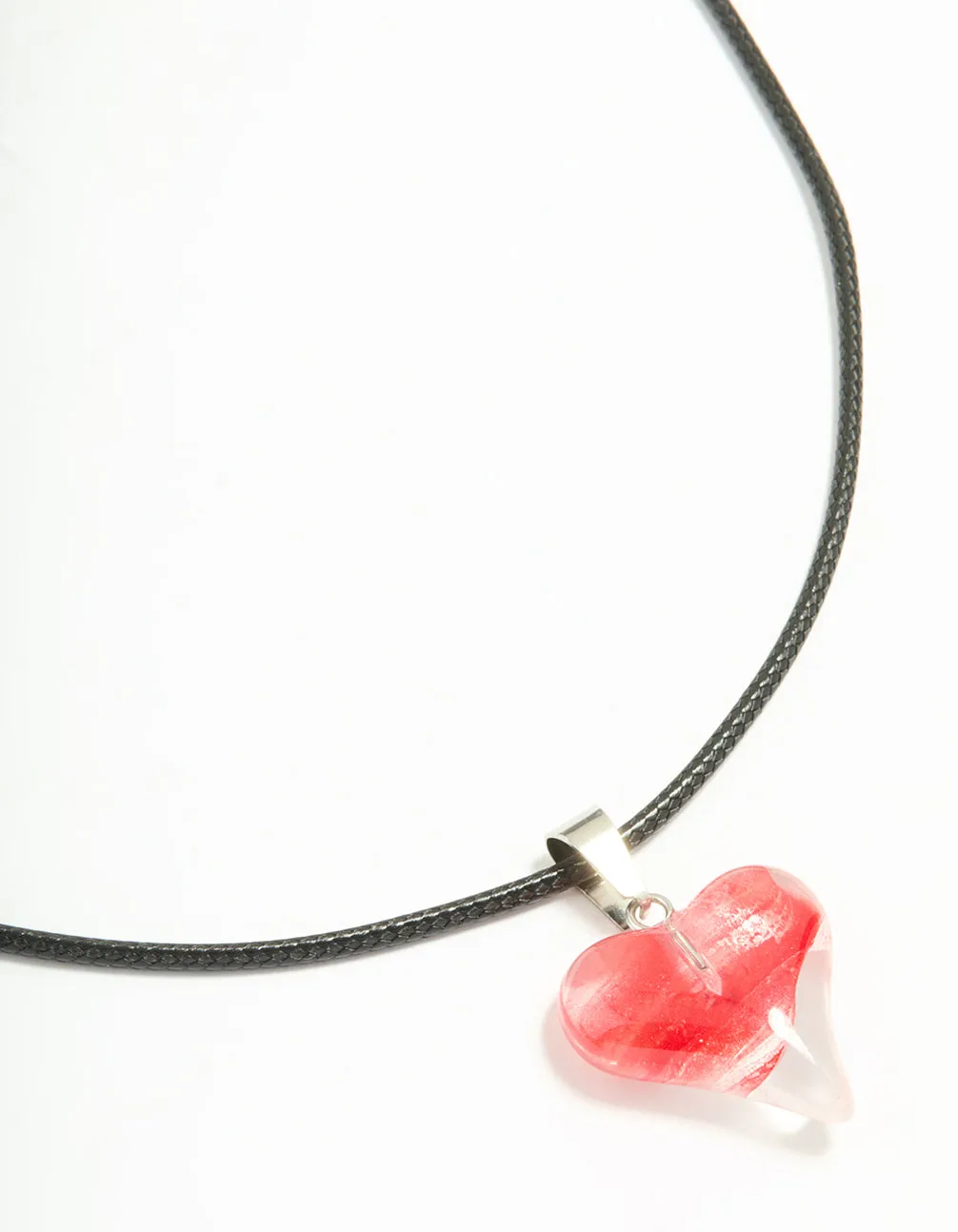 Great Accessory Stunning Ornament Red Bubble Heart Pendant Black Cord Necklace