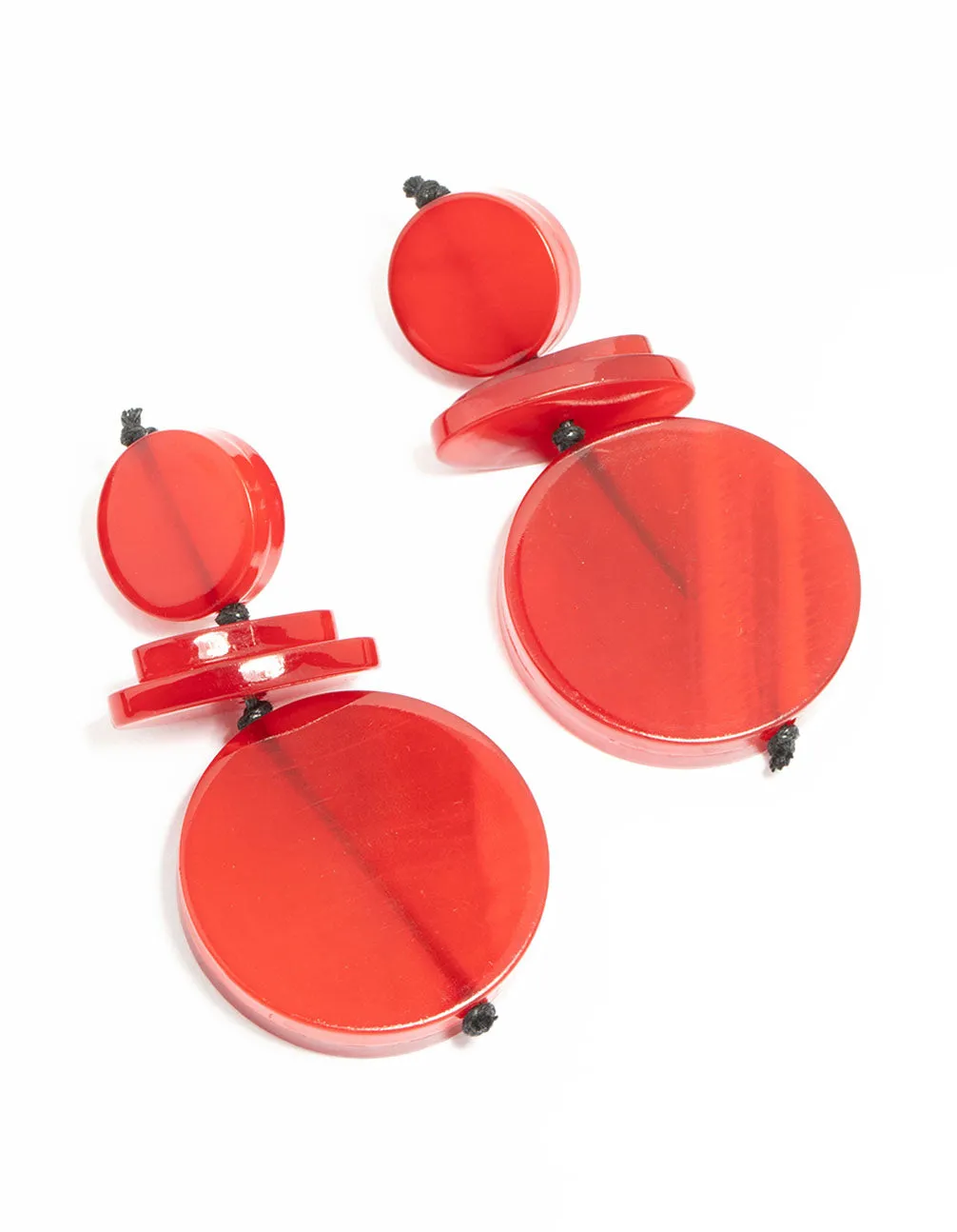 Beach Piece Stunning Decor Red Layered Disc Drop Earrings