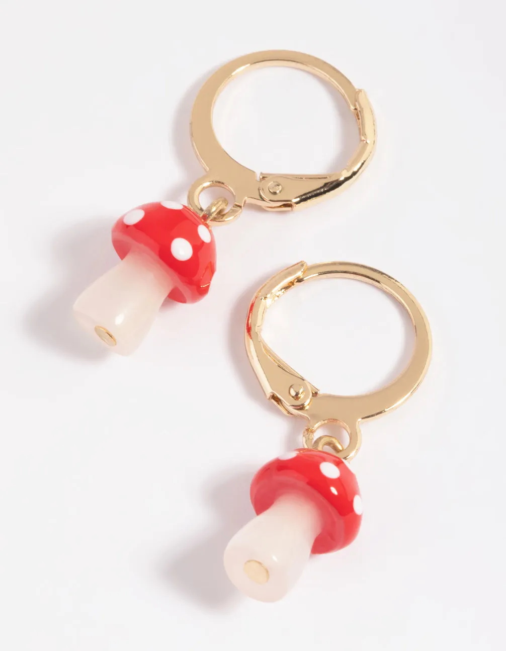 Red Mushroom Huggie Hoop Earrings simple design