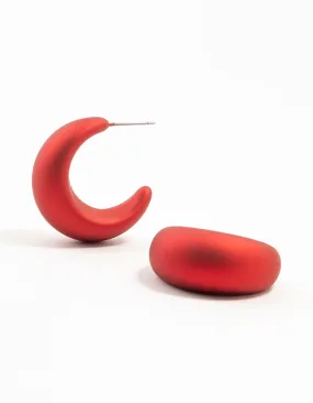 Red Wide Pointed Bubble Hoop Earrings High-Quality Ornament Timeless Accessory