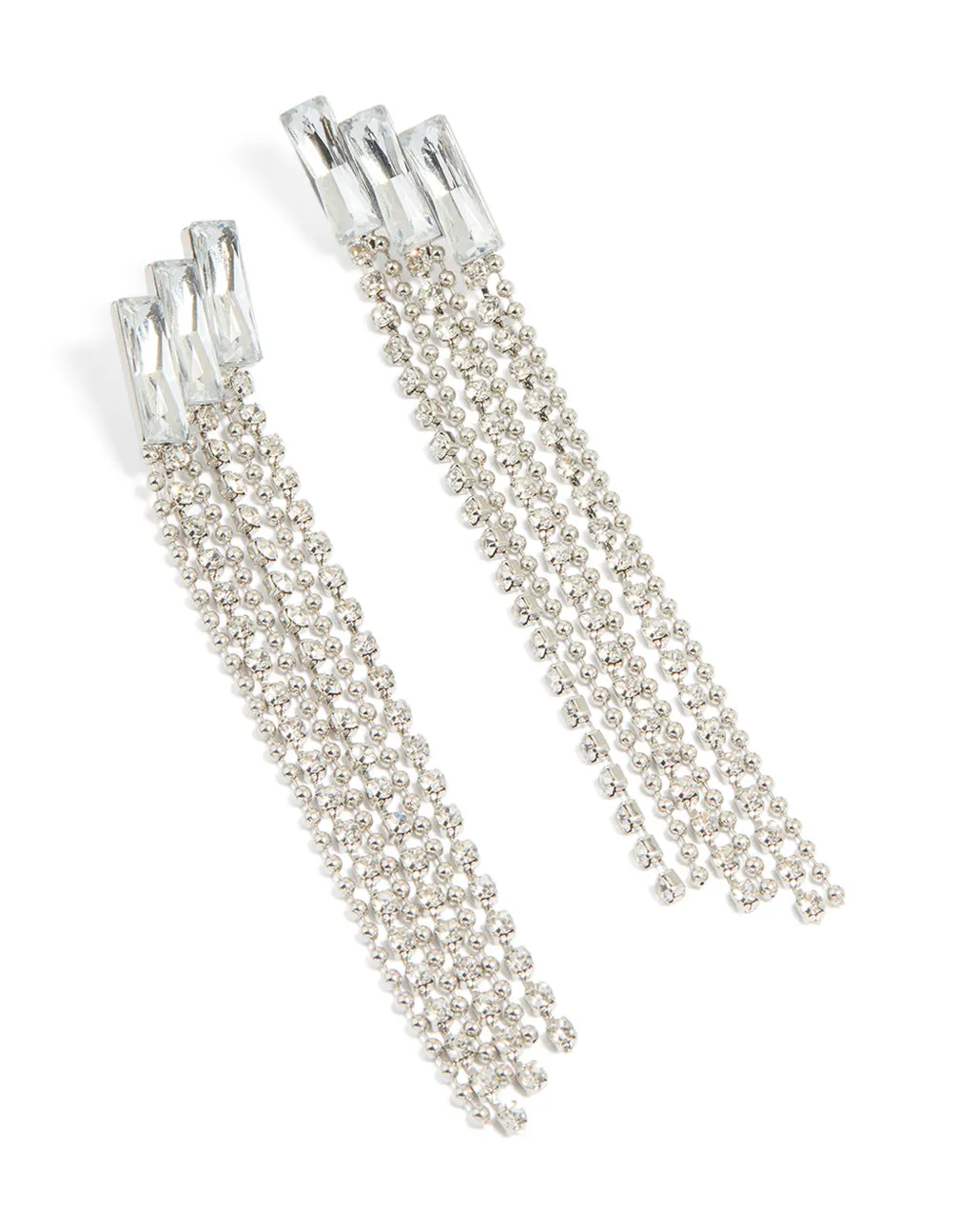 Silver Diamante Chain Drop Earrings Classic Must-Have Modern Product