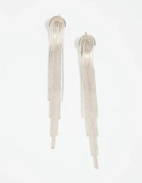 Miniature Trinket Silver Waterfall Diamante Drop Earrings