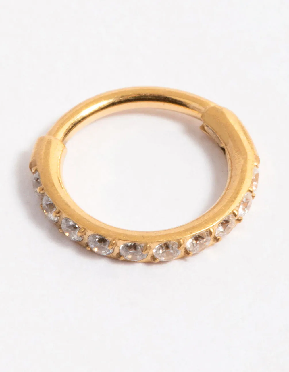 Trendy Creation Titanium Single Half Cubic Zirconia Clicker Ring 6mm