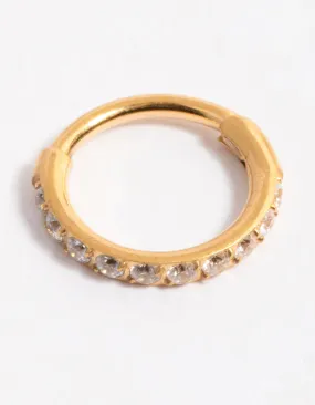 Trendy Creation Titanium Single Half Cubic Zirconia Clicker Ring 6mm