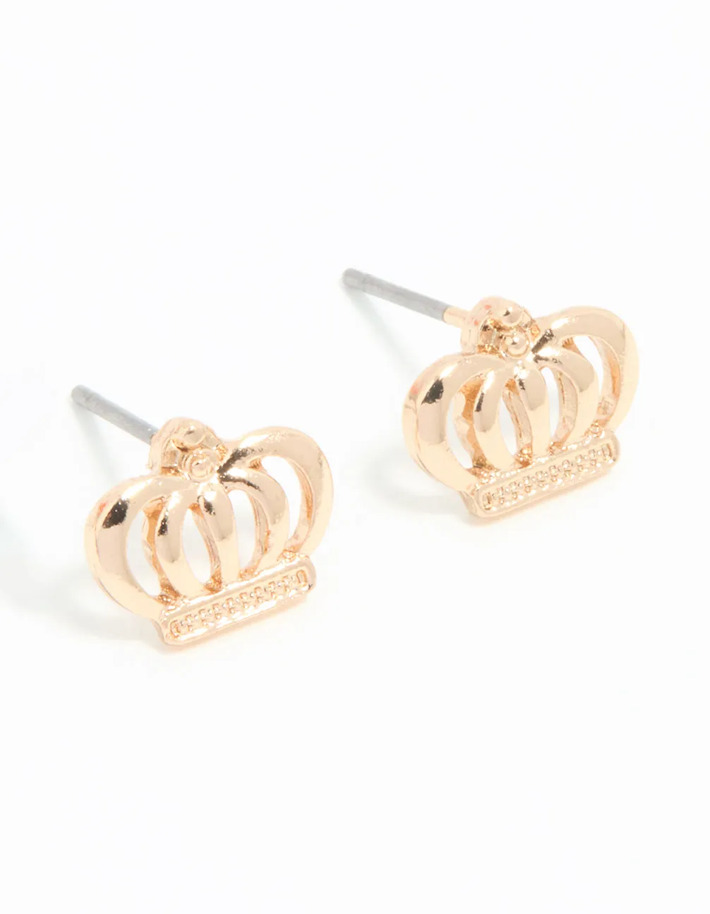 Delicate Feature Gold Crown Stud Earrings