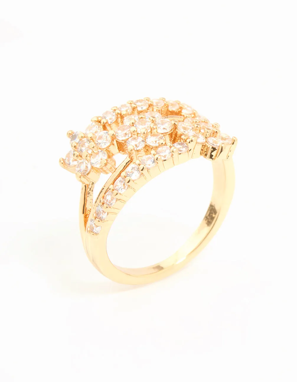 Gold Plated Cubic Zirconia Flower Stacked Ring Party fashion