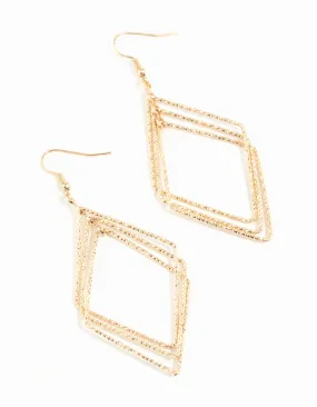 Gold Diacut Hollow Diamond Drop Earrings Social Trinket