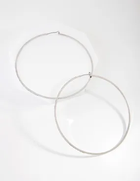 Rhodium Fine Crystal 8cm Hoop Earrings Wedding Accent