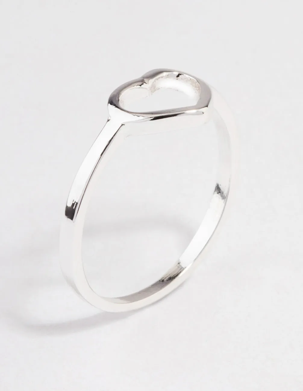 Silver Open Heart Ring Elegant Geometry