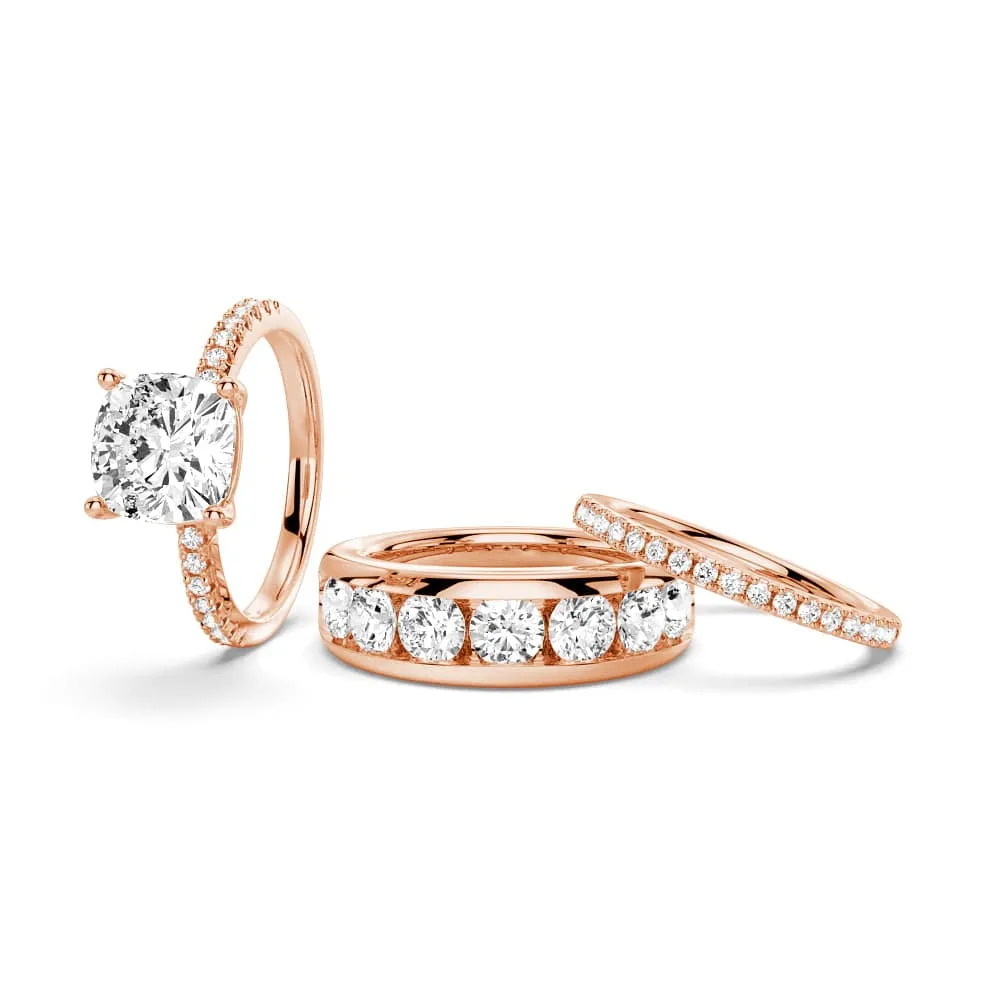 1.5 CT. Cushion Shaped Moissanite Couple's Ring Set with Men's Wedding Band Eternal Article Fashionable Gift