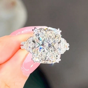 Daily Classic Romantic 6.0Ct Cushion Cut Three Stone Engagement Ring Promise Rings For Women