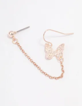Rose Gold Butterfly Drop Chain Earrings Elegant feature