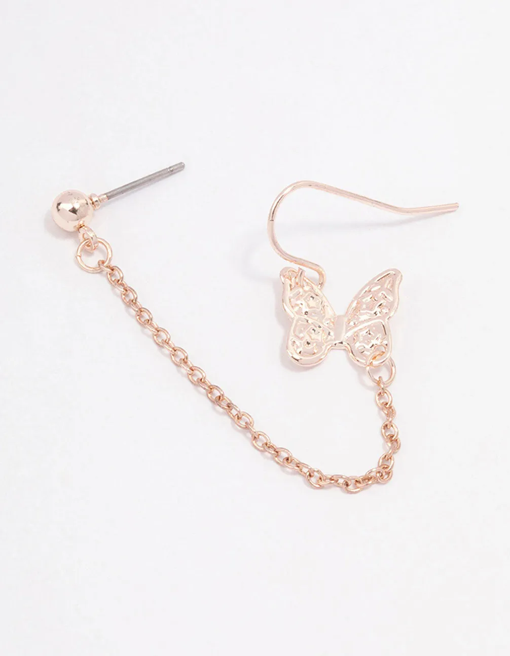 Rose Gold Butterfly Drop Chain Earrings Elegant feature