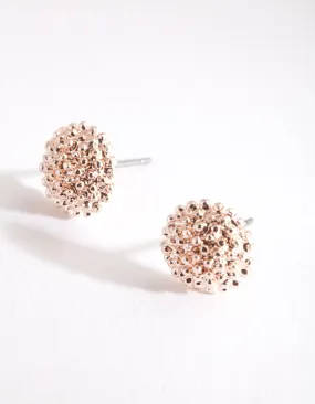 Pretty Accent Elegant Decor Rose Gold Crater Stud Earrings
