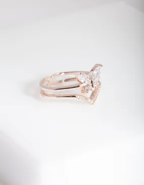 Rose Gold Cubic Zirconia Butterfly Ring Stylish Creation
