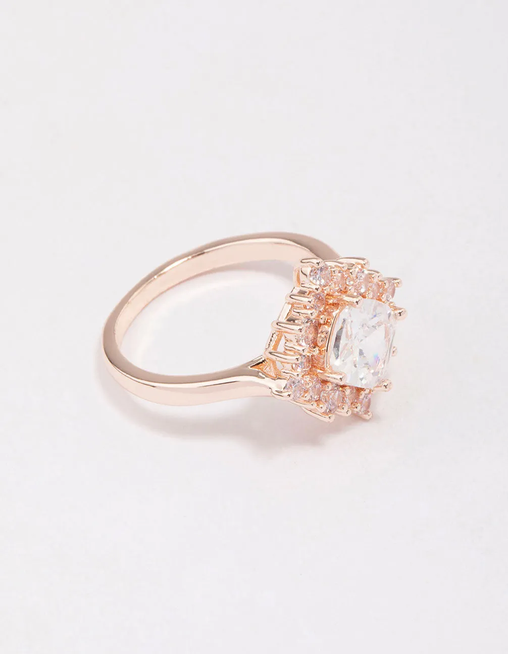 Rose Gold Cubic Zirconia Framed Square Ring Acid Proof
