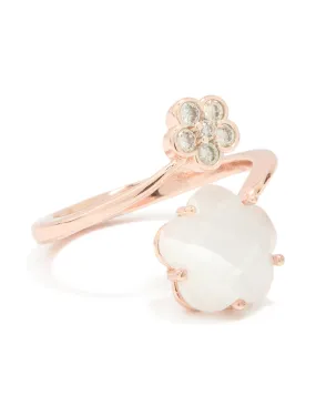 Modern Simplicity Rose Gold Cubic Zirconia Open Flower Ring
