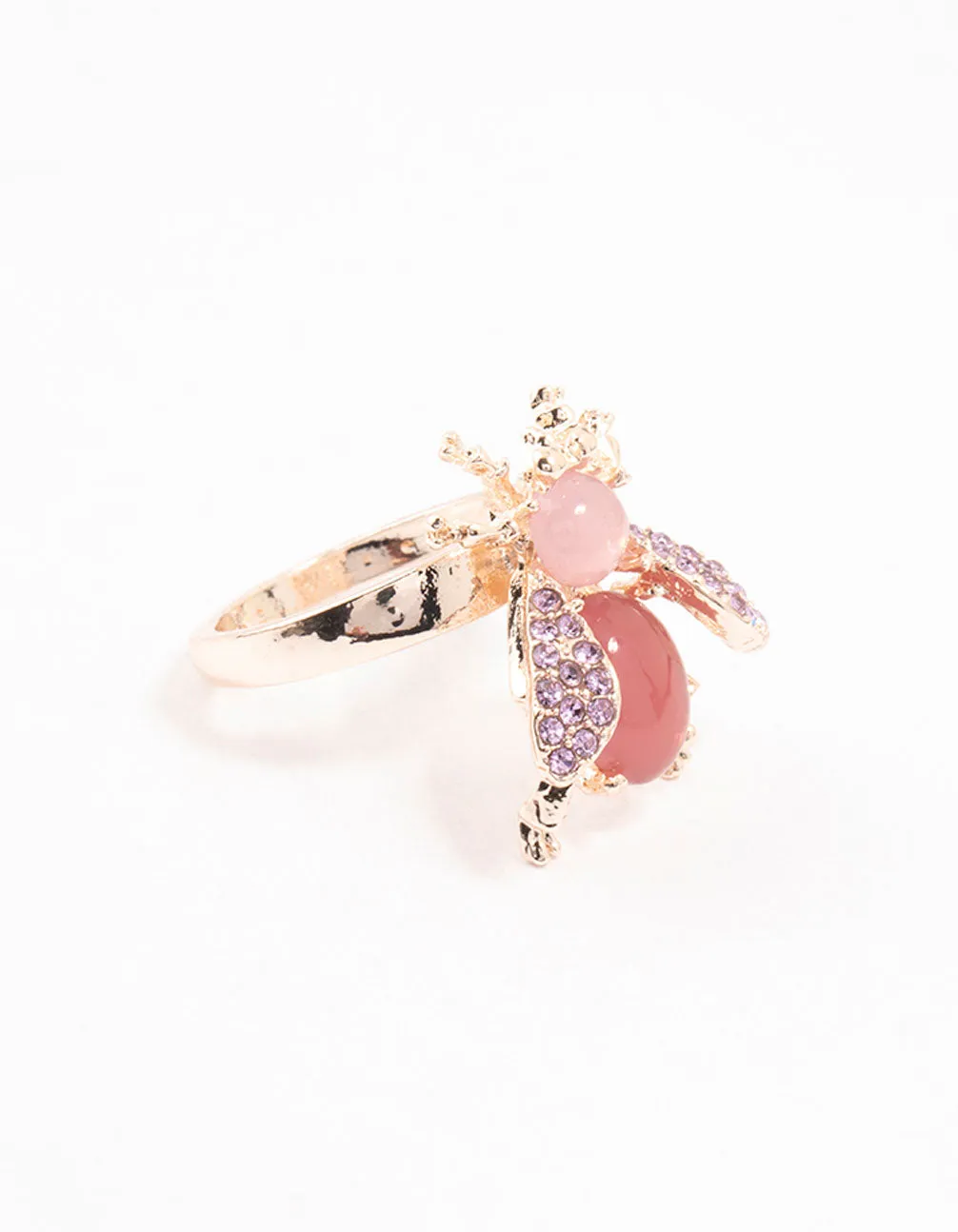 Rose Gold Diamante Beetle Ring HighEnd Trinket Chic Decoration