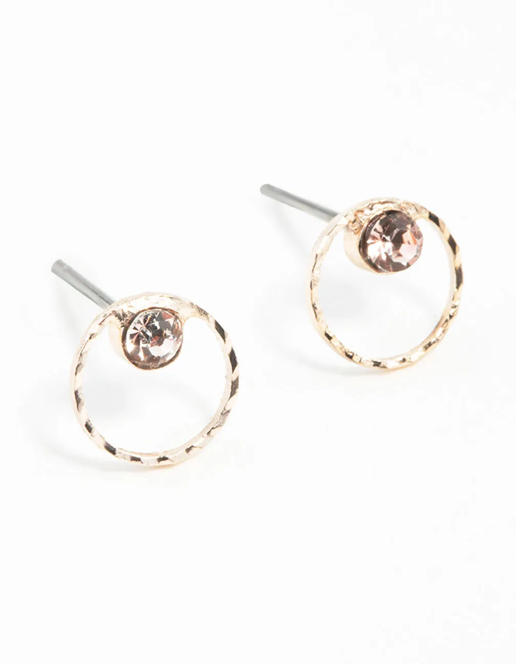 Sophisticated Adornment Rose Gold Geometric Circle Diamante Stud Earrings