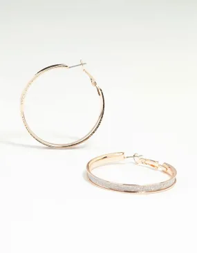 Rose Gold Glitter Hoop Earrings Decorative Aesthetic