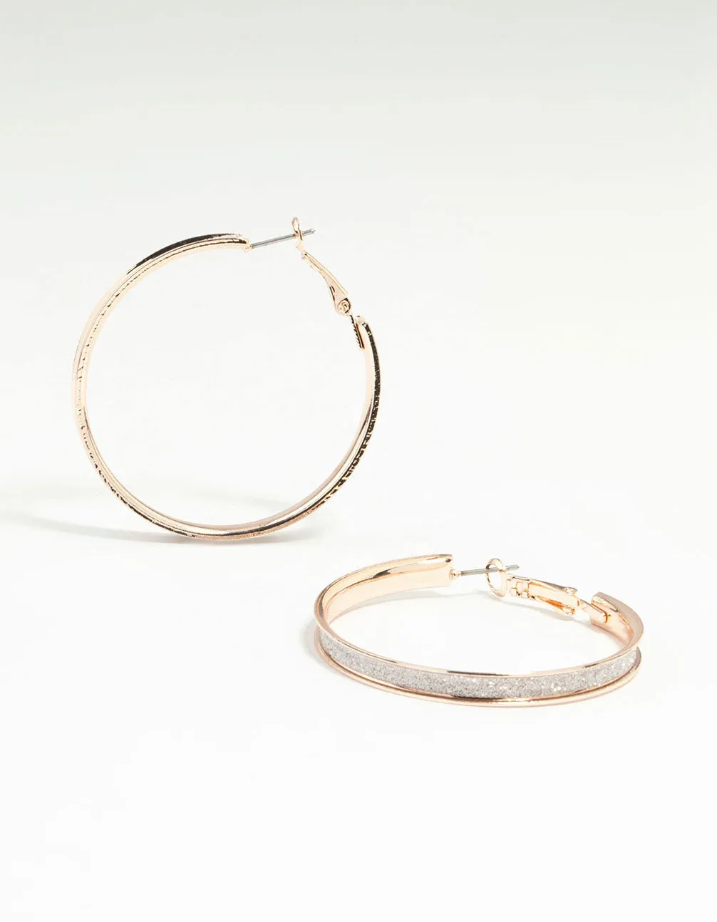 Rose Gold Glitter Hoop Earrings Decorative Aesthetic