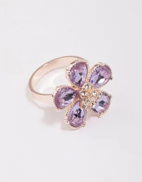 Rose Gold Lilac Flower Petal Ring Inspired Present