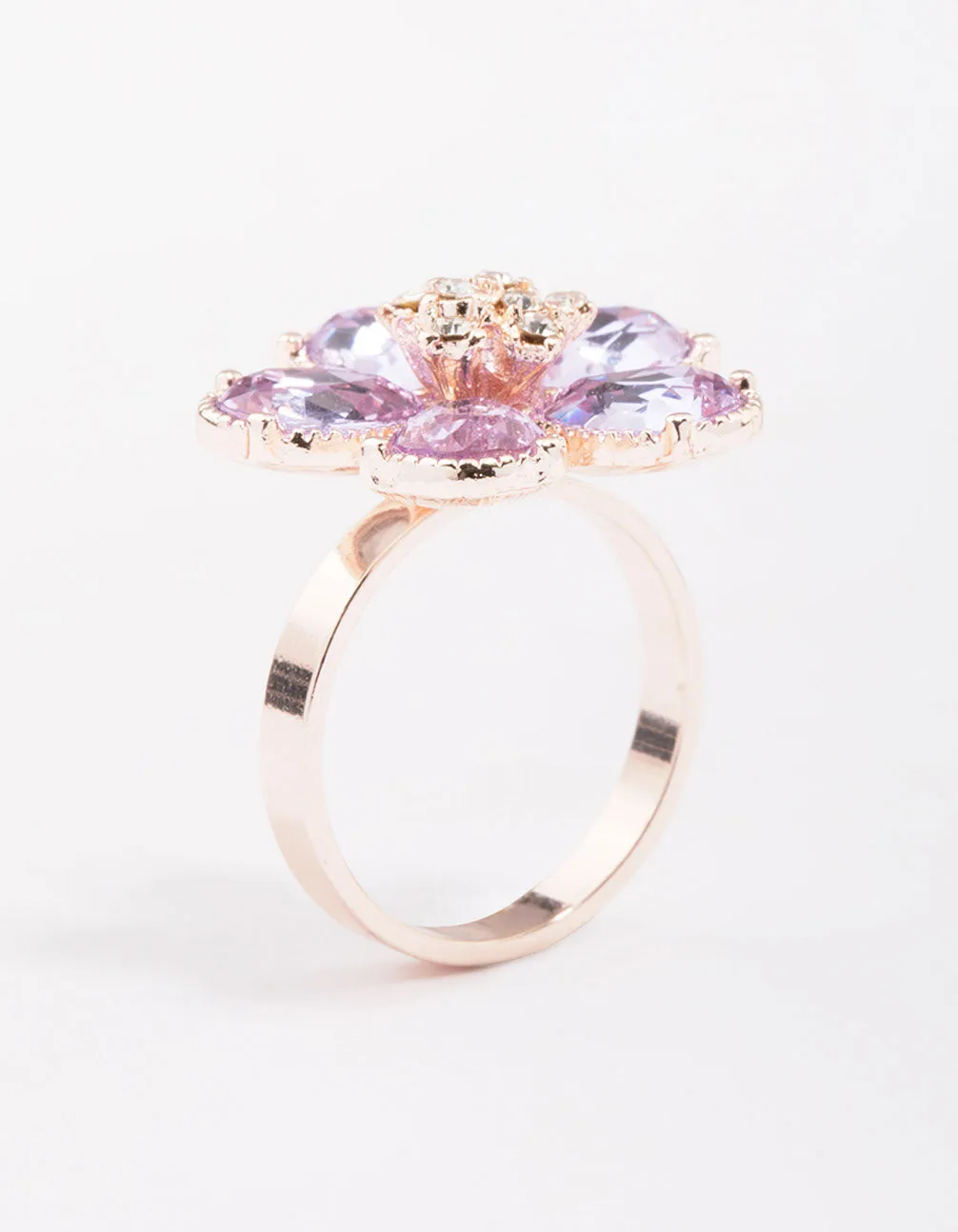 Rose Gold Lilac Flower Petal Ring Bold Bauble