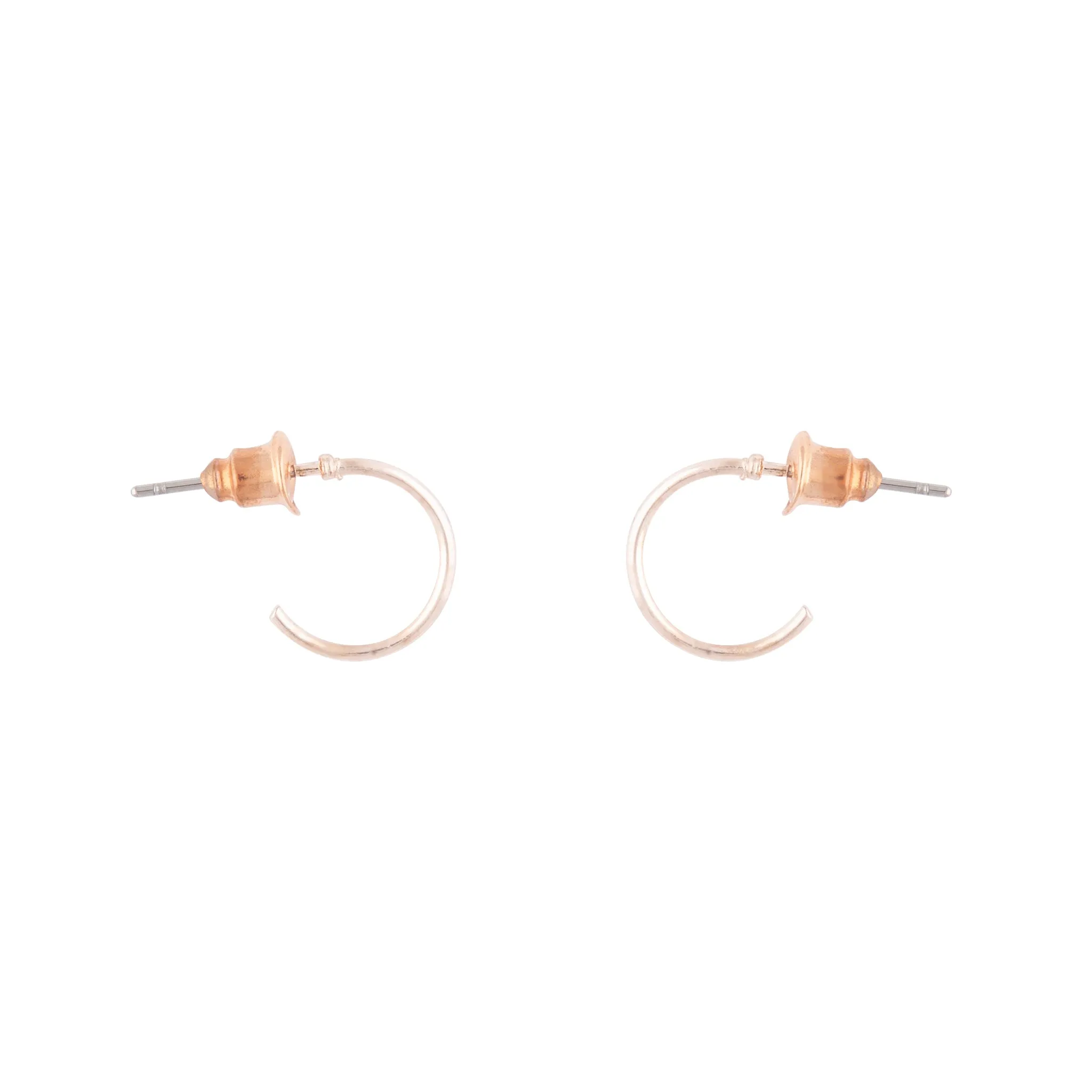 Rose Gold Mini Metal Hoop Earrings Elegant Element