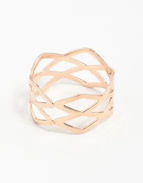 Artful Gift Stylish Design Rose Gold Multi Cross Over Ring