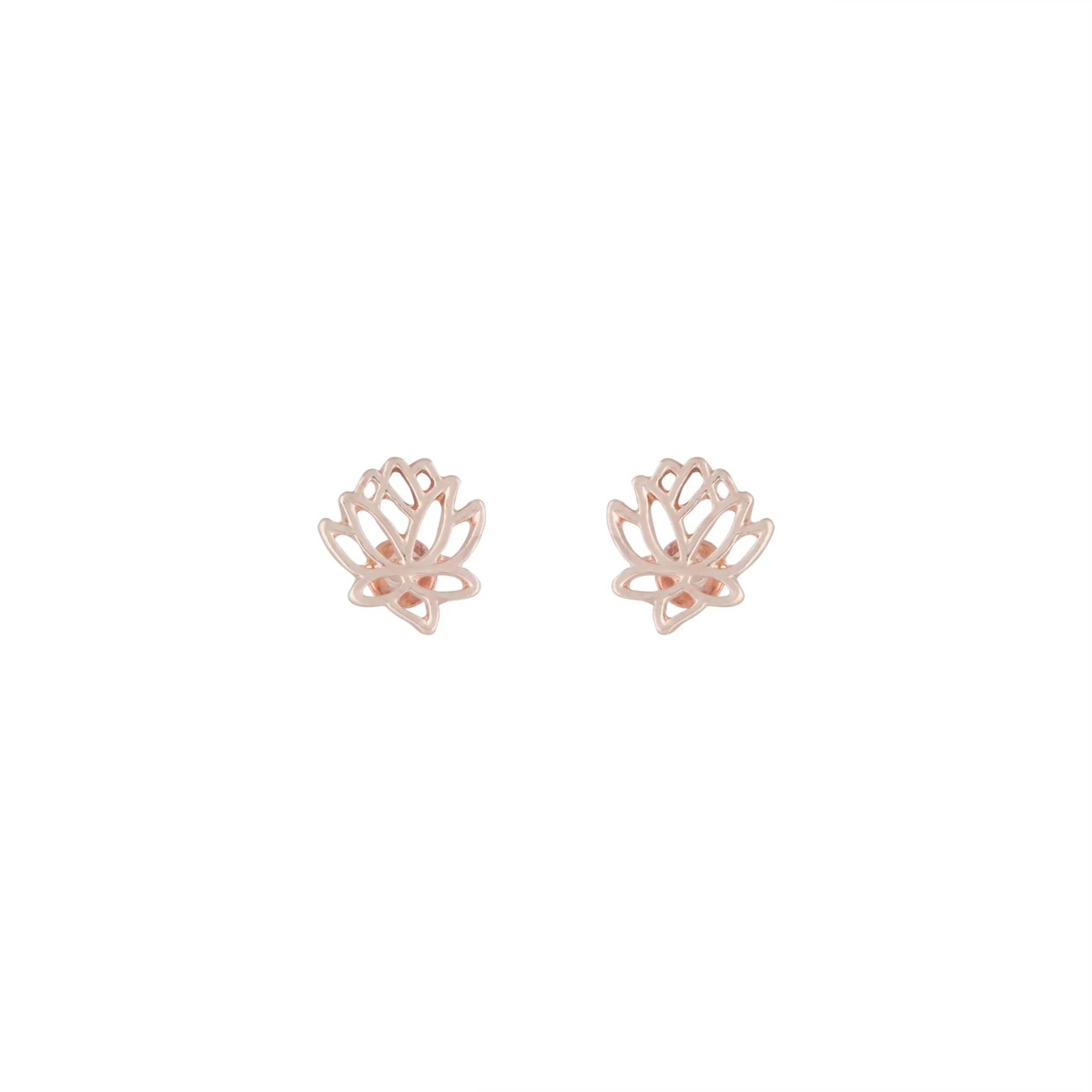 Holiday Embellishment Rose Gold Open Lotus Earrings